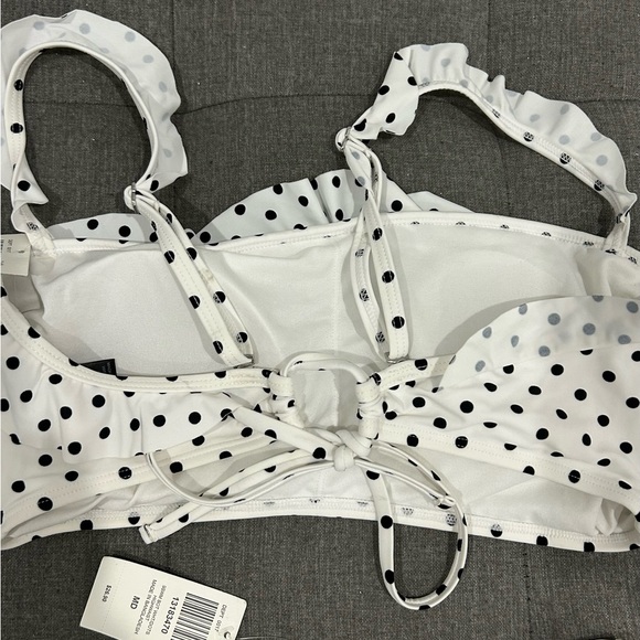 🇺🇸SALE🎈HOT TOPIC • White & Black Polka Dot Bikini • size Top XL • Bottom M • - Picture 2 of 7